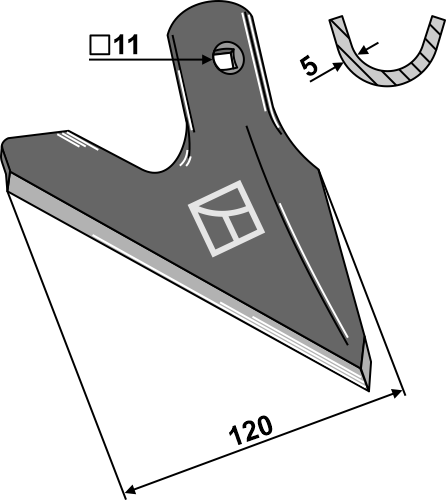 Hackschar - Halbschar gekröpft rechts geeignet für: Einböck - Cultivator onderdelen