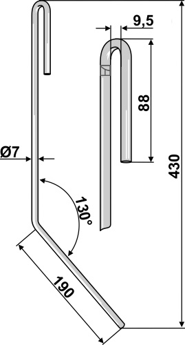 Striegelzinken, rechte Ausführung geeignet für: Amazone Dente flexivel / Mola