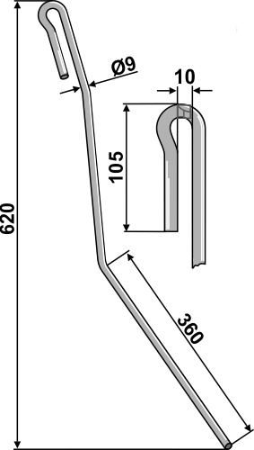 Striegelzinken - Außen links geeignet für: Amazone Dente flexivel / Mola
