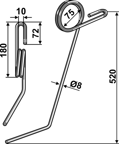 Striegelzinken, linke Ausführung geeignet für: Nodet Palce zagarniające