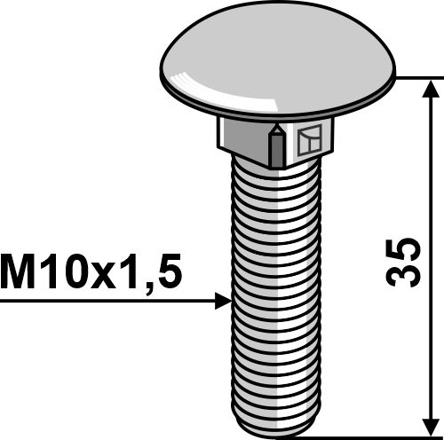 Şurub-cap bombat - galvanizat - M10x1,5