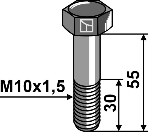 Śruba z łbem sześciokątnym DIN 931 - M10x1,5