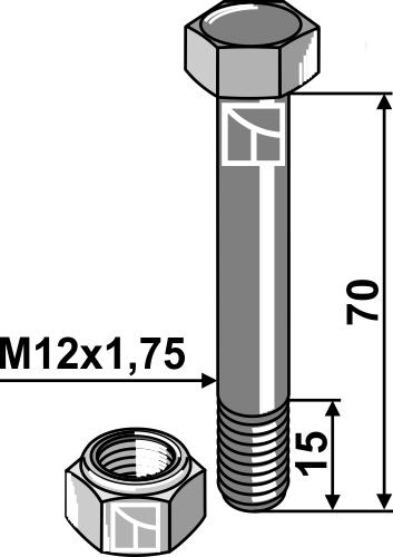 Abscherschraube M12 mit Sicherungsmutter geeignet für: Lemken
