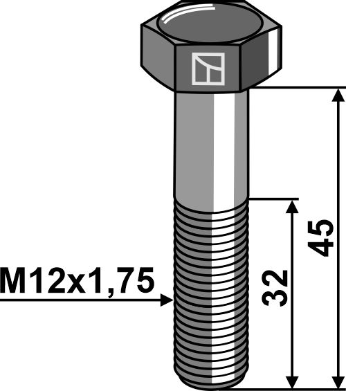 Sechskantschraube M12x1,75x45 ohne Mutter geeignet für: Marsk-Stig Accesorii organe cultivator