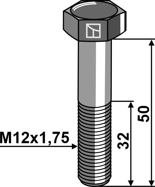 Şurub cu cap hexagonal DIN 931 - M12x1,75