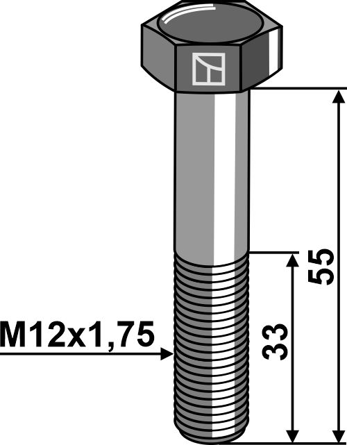 Śruba z łbem sześciokątnym DIN 931 - M12x1,75