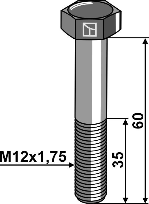 Sechskantschraube M12x1,75x60 ohne Mutter geeignet für: Claas Accesorii ace fân