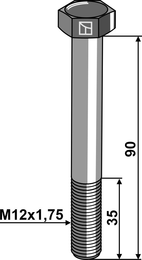 Śruba z łbem sześciokątnym DIN 931 - M12x1,75