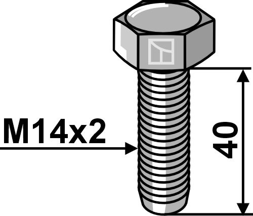 Şurub cu cap hexagonal - galvanizat - M14x2