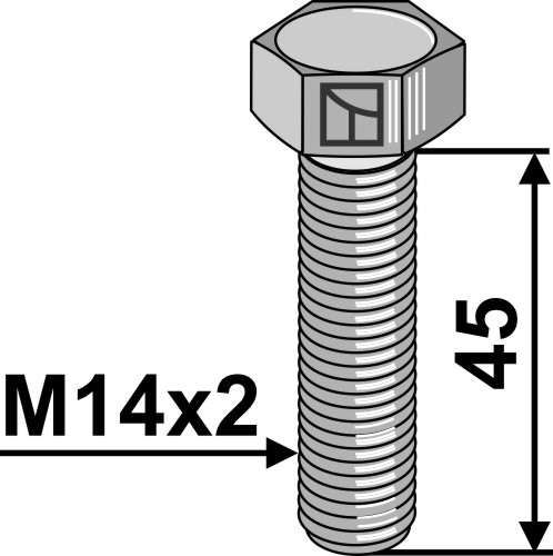 Śruby z łbem szcześciokątnym, galwanicznie ocynkowane - M14x2