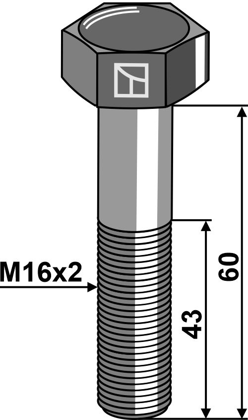 Śruba z łbem sześciokątnym DIN 931 - M16x2