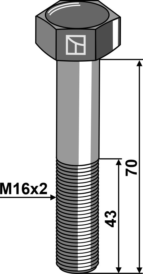 Śruby z łbem sześciokątnym DIN931 - 10.9 bez nakrętki - M16x2