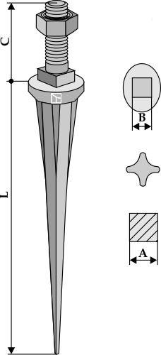 Cone shaped harrow teeth with ribs 