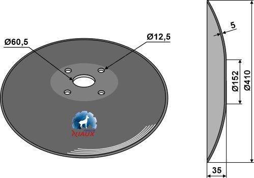 Glatte Scheibe mit flachem Ansatz - Ø410x5 geeignet für: Диски для коротких дисковых борон - NIAUX - Ø410