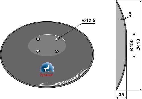 Glatte Scheibe mit flachem Ansatz - Ø410x5 geeignet für: Диски для коротких дисковых борон - NIAUX - Ø410