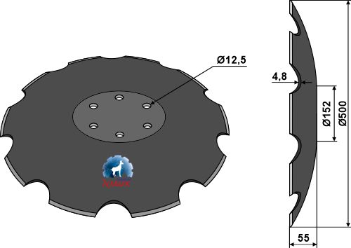 Gezahnte Scheibe - Ø500x4,8 geeignet für: Диски для коротких дисковых борон - NIAUX - Ø500
