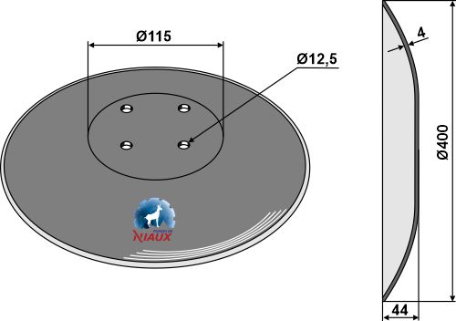 Glatte Scheibe Ø400x4 geeignet für: Discuri concave pentru lagări cu 4 găuri