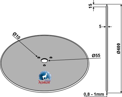 Sechscheibe Ø400x5 geeignet für: Discos planos NIAUX para bujes con 3 agujeros