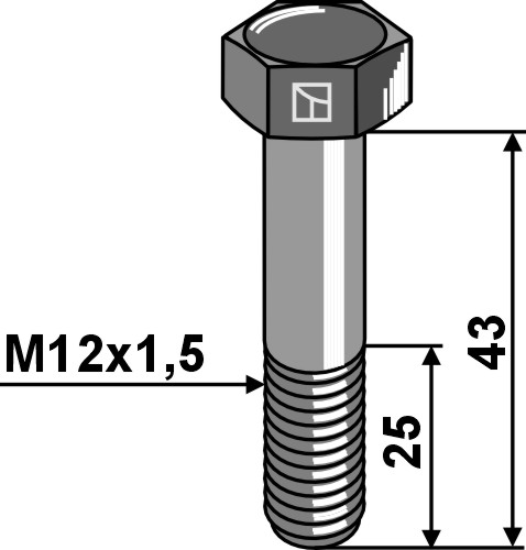 Sechskantschraube mit Feingewinde - M12x1,5x43 - 12.9