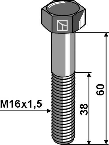 Hexagon bolts with metric fine thread M16x1,5