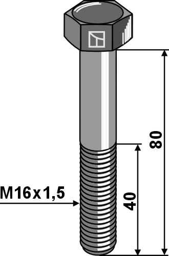 Sechskantschraube mit Feingewinde - M16x1,5X80 12.9
