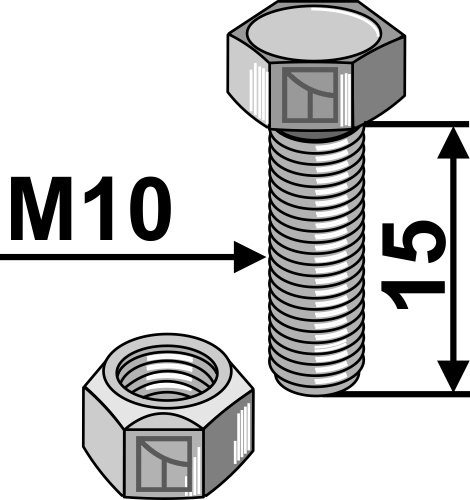 Sechskantschraube M10x1,5x15 mit Sicherungsmutter