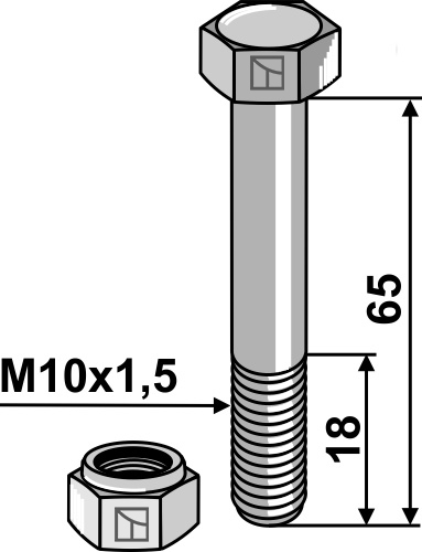 Schraube mit Sicherungsmutter - M10 - 10.9 geeignet für: Fischer Tornillos, tuercas y elementos de seguridad