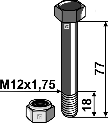Boulons à tête hexagonale avec écrous à freinage interne - M12x1,75