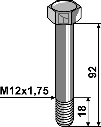 Schraube M12x1,75 - 12.9 geeignet für: Dücker Tornillos, tuercas y elementos de seguridad