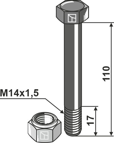 Şurub cu cap hexagonal cu piuliță autoblocantă - M14x1,5