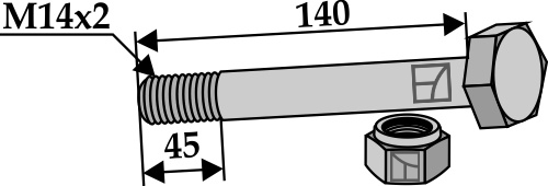 Śruba z łbem sześciokątnym i nakrętki zabezpieczające - M14x2