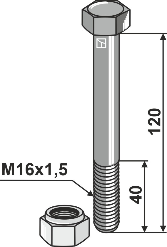 Śruba z łbem sześciokątnym i nakrętki zabezpieczające - M16x1,5
