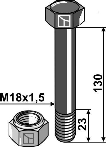 Śruba z łbem sześciokątnym i nakrętki zabezpieczające - M18x1,5