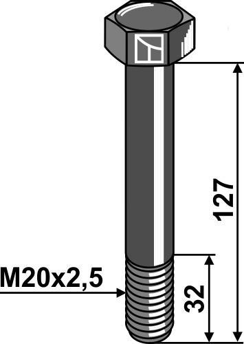 Schraube M20x2,5x127 - 10.9 geeignet für: Gilbers Tornillos, tuercas y elementos de seguridad