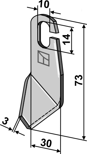 Flügelmesser geschliffen - rechte Ausführung geeignet für: Amazone Beluftningsknive, Vingeklinge 