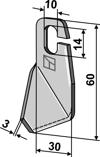 Flügelmesser geschliffen - rechte Ausführung geeignet für: Kubota Cuţite Y ciocan tocător 
