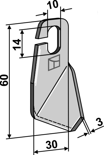 Flügelmesser geschliffen - linke Ausführung geeignet für: B.C.S. Couteaux-Y, fléaux