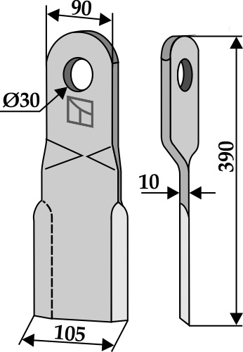 Mulchmesser, linke Ausführung geeignet für: BAMS Couteaux broyeurs
