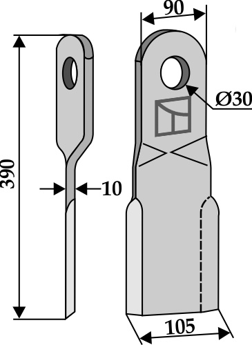 Mulchmesser, rechte Ausführung geeignet für: BAMS Bio knive  