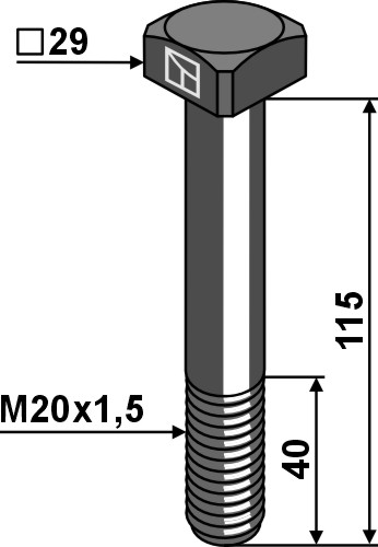 Schraube M20x1,5x115 - 10.9 geeignet für: Berti Tornillos, tuercas y elementos de seguridad