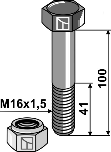 Şurub cu cap hexagonal cu piuliță autoblocantă - M16x1,5