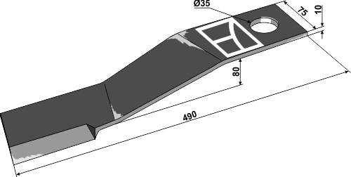 Mähermesser 490mm - links geeignet für: Mc Connel Билы,Y-образный нож , Косилочный нож