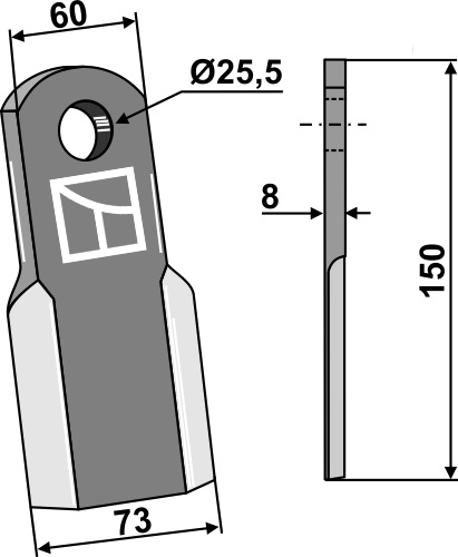 Gerades Messer - Altes Modell geeignet für: Agrimaster Ciocan tocător, ciocan tocător PTA