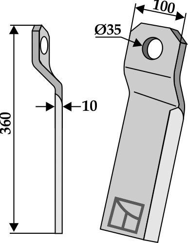 Mulchmesser verdreht - lang - links geeignet für: Szolnoki Nóż mulczera, nóż mulczera skręcony, nóż