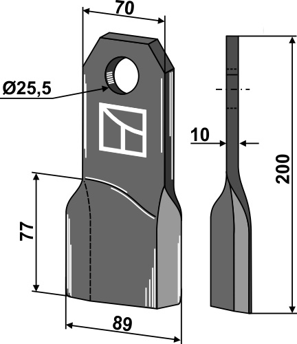 Mulchmesser, linke Ausführung geeignet für: Fehrenbach Schlegel, Y-Messer, Mulchmesser, Hammerschlegel, Hammerschlegel PTA