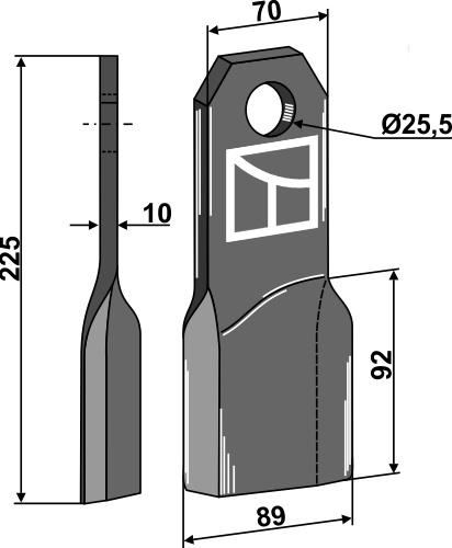 Mulchmesser, rechte Ausführung geeignet für: Fehrenbach Schlegel, Y-Messer, Mulchmesser, Hammerschlegel, Hammerschlegel PTA