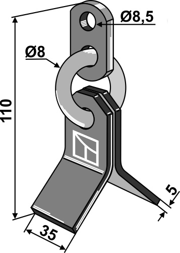 Y-Messer mit Kette geeignet für: Mulag Pruning hammers, Y-blades flails, trencher blades