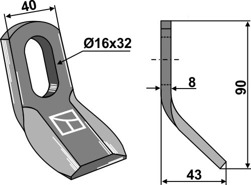 Y-Messer geeignet für: S.M.A. Hamerklepels, hamerklepels , Y-messen, klepels, Y-messen Snel-wissel-system