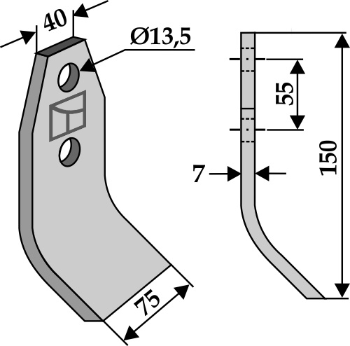 Klinge geeignet für: Taarup Cuchillas montadas con soporte, cuchillas Y, cuchillas, eje