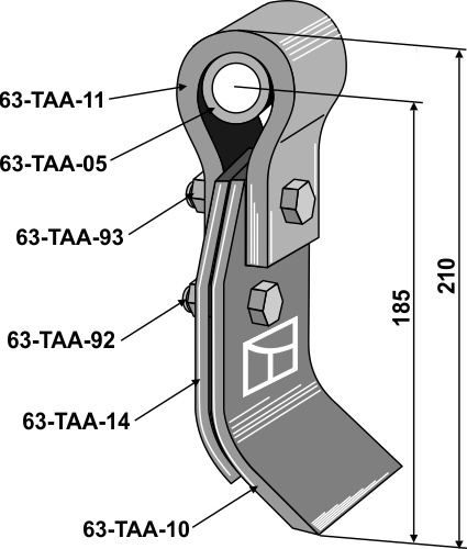 Schlegel mit Halter, Buchse und Klinge komplett montiert geeignet für: Taarup Flails with holders, Y-blades, blades, axles